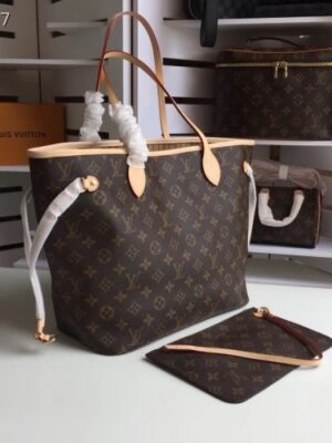 Louis Vuittom Monogram Canvas Neverfull MM Bag Beige