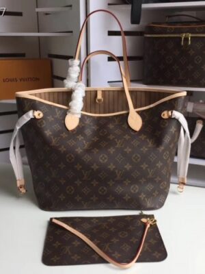 Louis Vuittom Monogram Canvas Neverfull MM Bag Beige