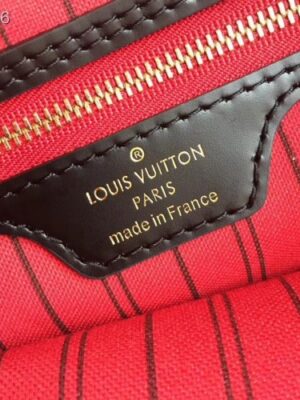 Louis Vuittom Monogram Canvas Neverfull MM Bag red with black piping