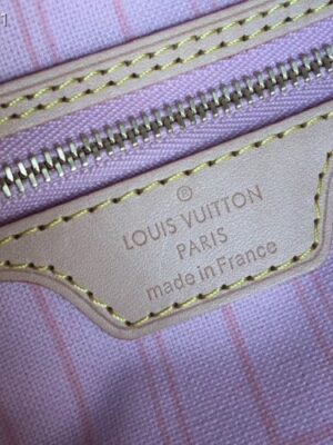 Louis Vuittom damier azur Canvas Neverfull MM Bag  Rose Ballerine N41605