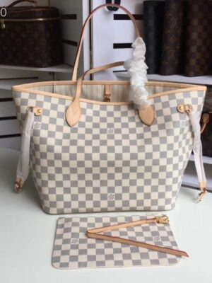 Louis Vuittom damier azur Canvas Neverfull MM Bag beige N41361