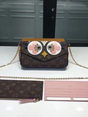 Louis Vuitton Replica Bird Pochette Felicie Chain Wallet Bag M62415 Pink 2017(KD-722402)