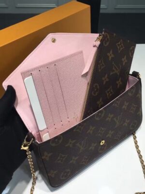 Louis Vuitton Replica Bird Pochette Felicie Chain Wallet Bag M62415 Pink 2017(KD-722402)