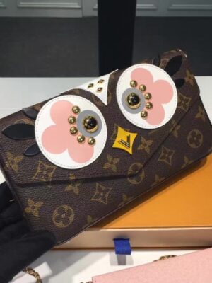 Louis Vuitton Replica Bird Pochette Felicie Chain Wallet Bag M62415 Pink 2017(KD-722402)