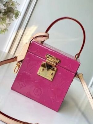 Louis Vuitton Replica Bleecker Box Top Handle Bag in Monogram Vernis Leather M52464 Pink 2018