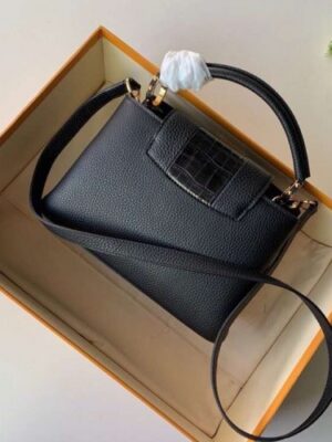 Louis Vuitton Replica Capucines BB Bag Central Stripe Crocodile Black