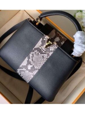 Louis Vuitton Replica Capucines BB Bag Central Stripe Python N94220 Black