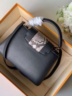 Louis Vuitton Replica Capucines BB Bag Central Stripe Python N94220 Black