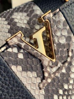 Louis Vuitton Replica Capucines BB Bag Central Stripe Python N94220 Black