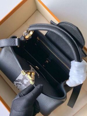 Louis Vuitton Replica Capucines BB Bag Central Stripe Python N94220 Black