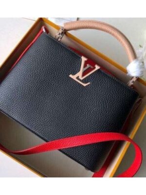 Louis Vuitton Replica Capucines BB Bag Colorblock Black/Apricot/Red