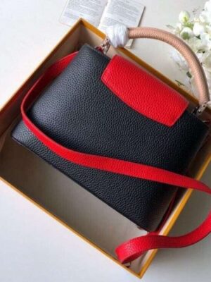 Louis Vuitton Replica Capucines BB Bag Colorblock Black/Apricot/Red