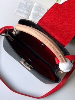 Louis Vuitton Replica Capucines BB Bag Colorblock Black/Apricot/Red