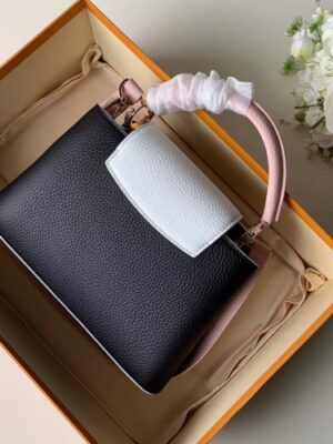 Louis Vuitton Replica Capucines BB Bag Colorblock Black/White/Pink