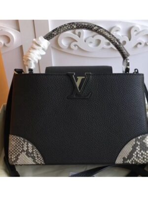 Louis Vuitton Replica Capucines BB Bag Four Corners Python Black N94410