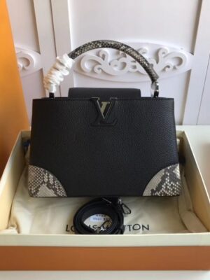 Louis Vuitton Replica Capucines BB Bag Four Corners Python Black N94410