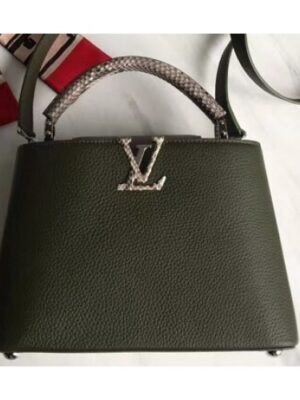 Louis Vuitton Replica Capucines BB Bag Python Handle Army Green