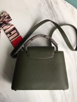 Louis Vuitton Replica Capucines BB Bag Python Handle Army Green