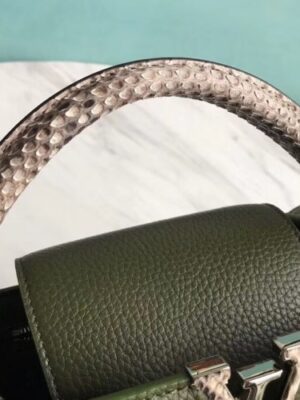 Louis Vuitton Replica Capucines BB Bag Python Handle Army Green