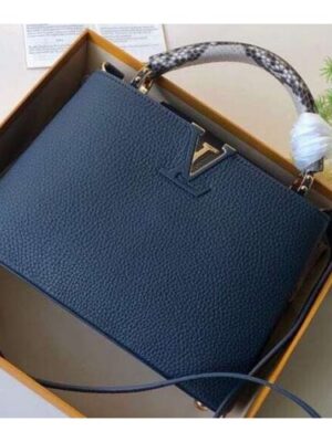 Louis Vuitton Replica Capucines BB Bag Python Handle Bleu Marine