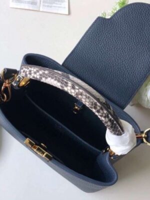 Louis Vuitton Replica Capucines BB Bag Python Handle Bleu Marine