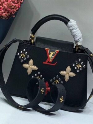 Louis Vuitton Replica Capucines BB Flower Smile Top Handle Bag M94519 Black 2018