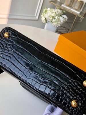 Louis Vuitton Replica Capucines BB Top Handle in Crocodilien Leather N92173 Black 2018