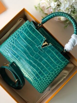 Louis Vuitton Replica Capucines BB Top Handle in Crocodilien Leather N92175 Green 2018