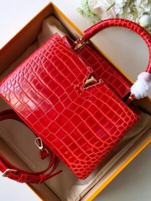 Louis Vuitton Replica Capucines BB Top Handle in Crocodilien Leather N93992 Red 2018