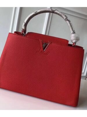 Louis Vuitton Replica Capucines MM Bag Python Handle N91899 Rubis