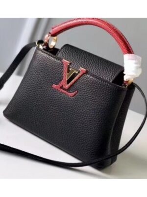 Louis Vuitton Replica Capucines Mini Bag Lizard Handle N94048 Noir Rouge