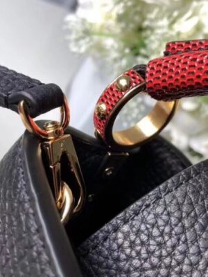 Louis Vuitton Replica Capucines Mini Bag Lizard Handle N94048 Noir Rouge