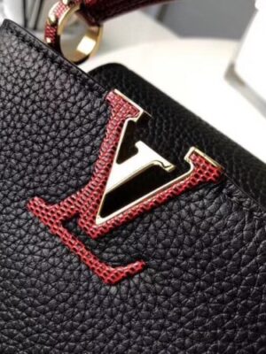 Louis Vuitton Replica Capucines Mini Bag Lizard Handle N94048 Noir Rouge