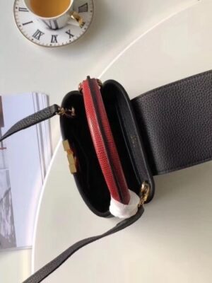 Louis Vuitton Replica Capucines Mini Bag Lizard Handle N94048 Noir Rouge