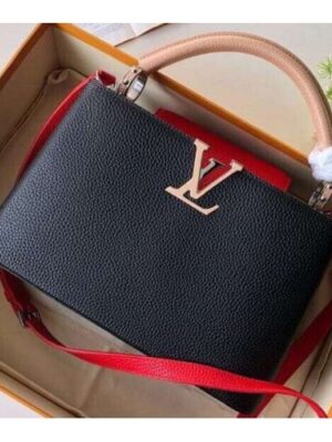 Louis Vuitton Replica Capucines PM Bag Colorblock M51814 Black/Apricot/Red