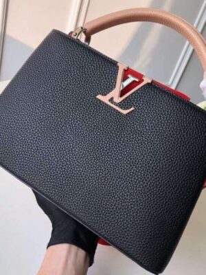 Louis Vuitton Replica Capucines PM Bag Colorblock M51814 Black/Apricot/Red