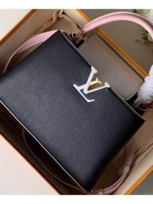 Louis Vuitton Replica Capucines PM Bag Colorblock M52988 Black/White/Pink