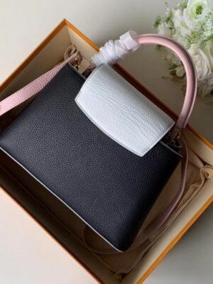 Louis Vuitton Replica Capucines PM Bag Colorblock M52988 Black/White/Pink