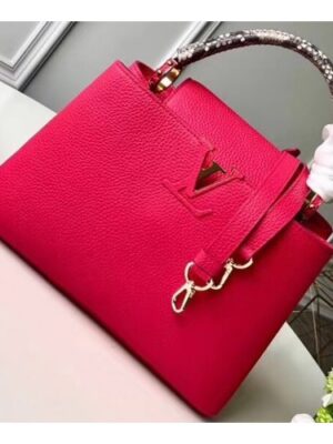 Louis Vuitton Replica Capucines PM Bag Python Handle Framboise