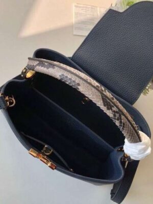 Louis Vuitton Replica Capucines PM Bag Python Handle N94100 Bleu Marine