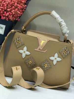 Louis Vuitton Replica Capucines PM Flower Smile Top Handle Bag M51384 Beige 2018