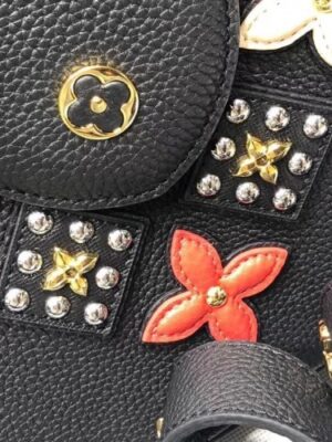 Louis Vuitton Replica Capucines PM Flower Smile Top Handle Bag M51384 Black 2018