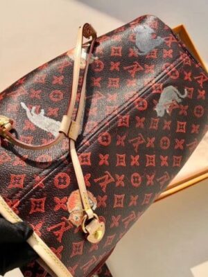 Louis Vuitton Replica Catogram Monogram Canvas Neverfull MM Tote Bag M44441 Brown 2018