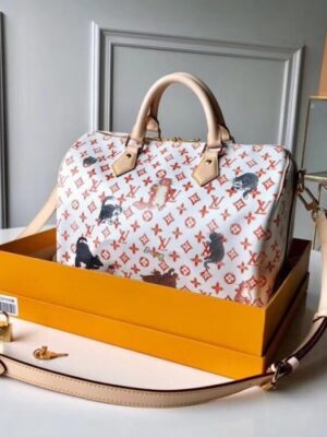 Louis Vuitton Replica Catogram Monogram Canvas Speedy 30 Bandouliere Bag M44400 White 2018