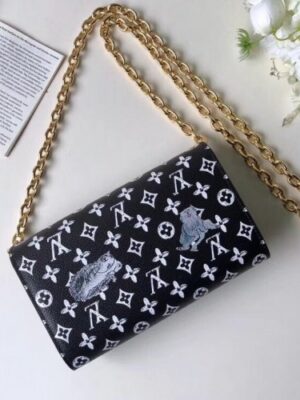 Louis Vuitton Replica Catogram Monogram Canvas Twist Chain Wallet M63888 Black/White 2018