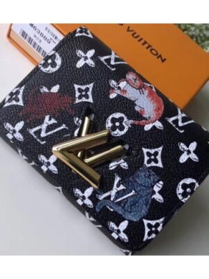 Louis Vuitton Replica Catogram Monogram Canvas Twist Compact Wallet M63889 Black/White 2018