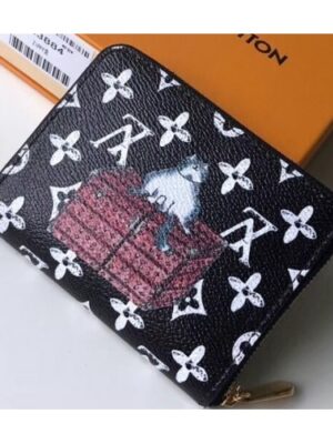 Louis Vuitton Replica Catogram Monogram Canvas Zippy Coin Purse M63884 Black/White 2018