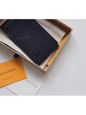 Louis Vuitton Replica Coin Card Holder Black Taiga leather M62914