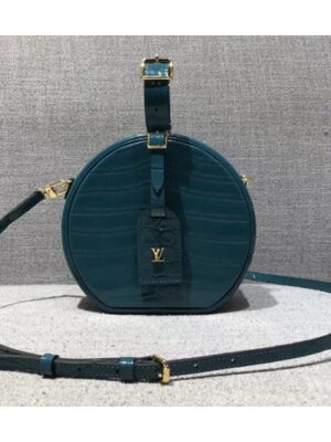 Louis Vuitton Replica Croco Pattern Petite Boite Chapeau Bag Cyan 2018