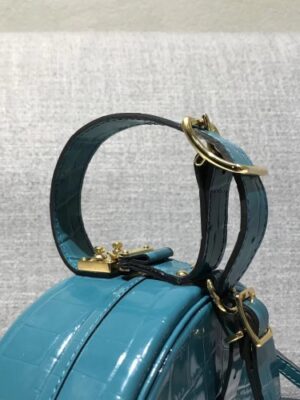 Louis Vuitton Replica Croco Pattern Petite Boite Chapeau Bag Cyan 2018